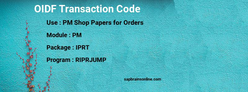 SAP OIDF transaction code