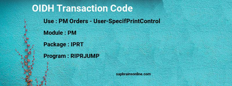 SAP OIDH transaction code