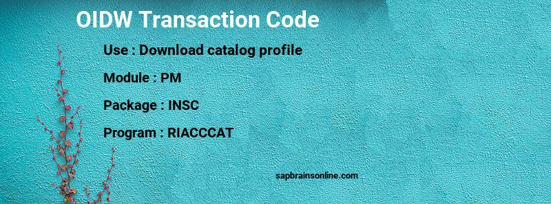 SAP OIDW transaction code