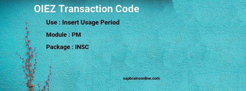 SAP OIEZ transaction code