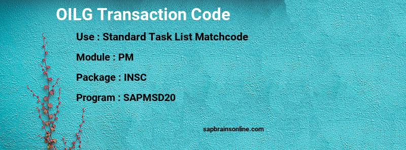 SAP OILG transaction code