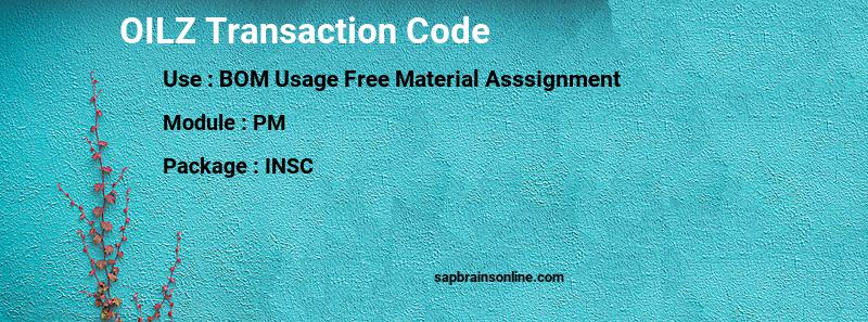 SAP OILZ transaction code