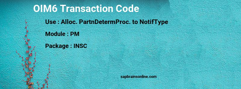 SAP OIM6 transaction code