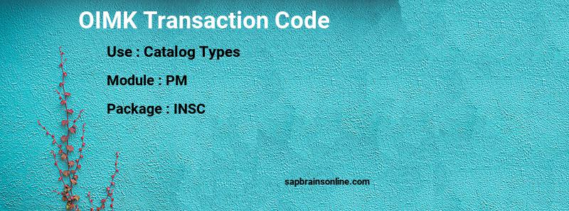 SAP OIMK transaction code
