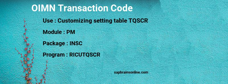 SAP OIMN transaction code