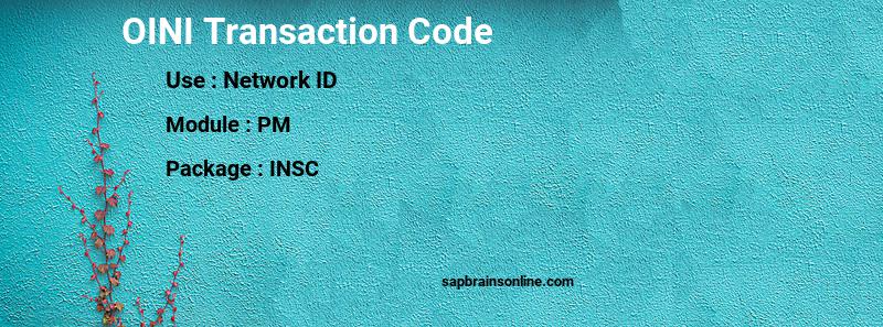 SAP OINI transaction code