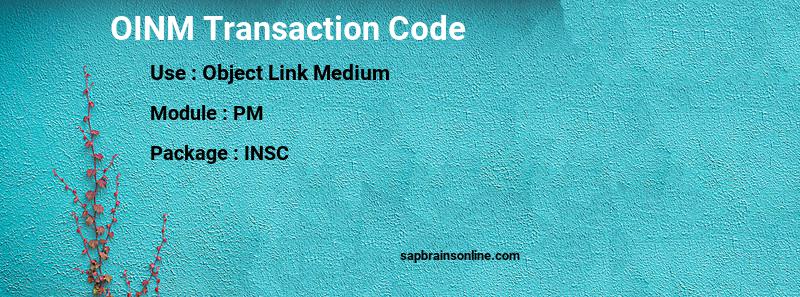 SAP OINM transaction code