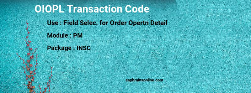 SAP OIOPL transaction code
