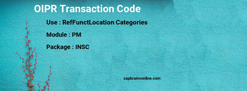 SAP OIPR transaction code
