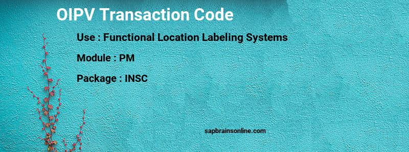 SAP OIPV transaction code