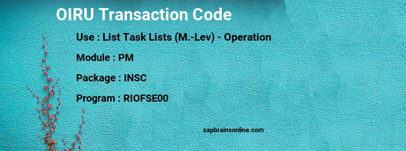 SAP OIRU transaction code