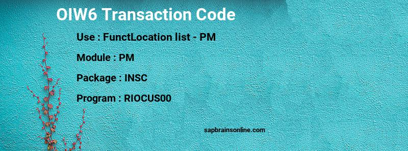 SAP OIW6 transaction code