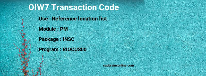 SAP OIW7 transaction code