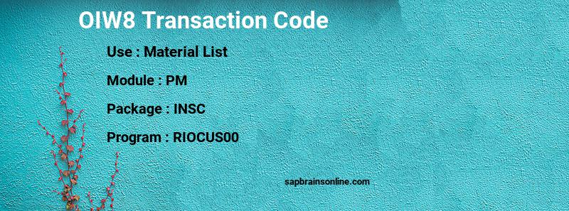 SAP OIW8 transaction code