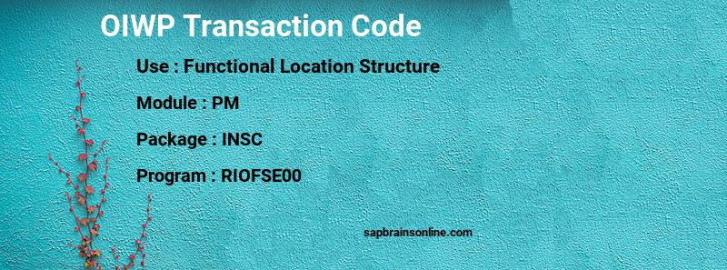 SAP OIWP transaction code