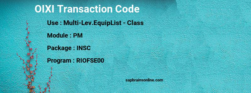 SAP OIXI transaction code