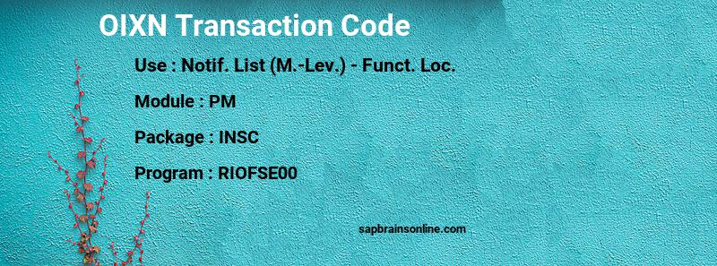 SAP OIXN transaction code