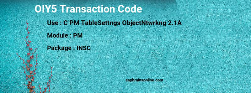 SAP OIY5 transaction code