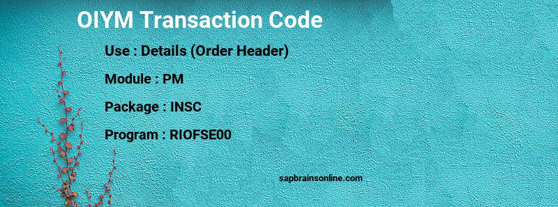 SAP OIYM transaction code