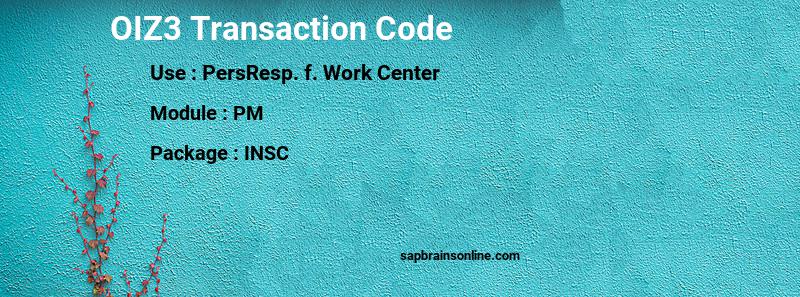 SAP OIZ3 transaction code