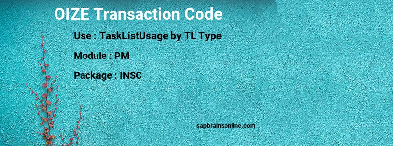 SAP OIZE transaction code