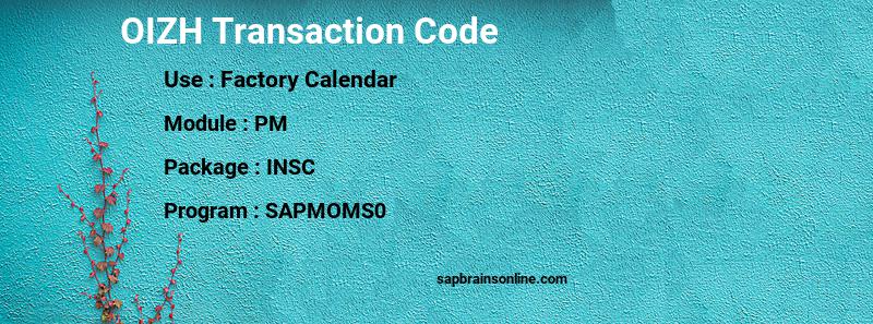 SAP OIZH transaction code