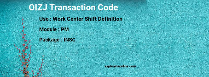 SAP OIZJ transaction code