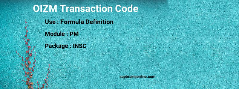 SAP OIZM transaction code