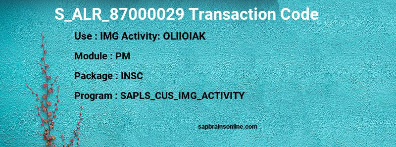 SAP S_ALR_87000029 transaction code