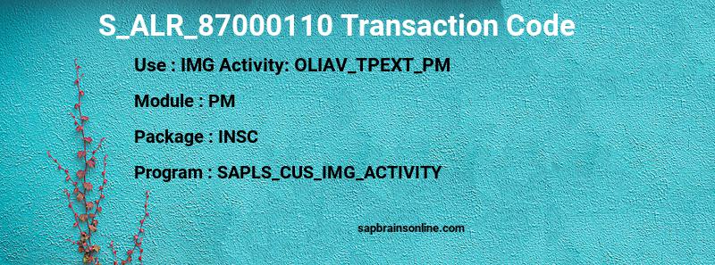 SAP S_ALR_87000110 transaction code
