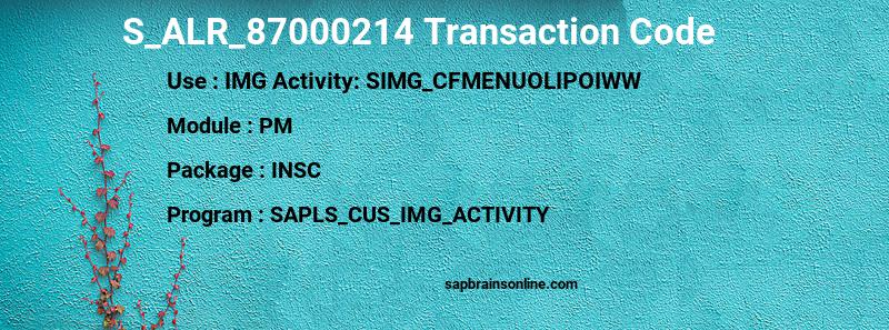 SAP S_ALR_87000214 transaction code