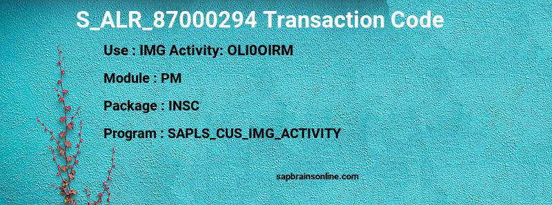 SAP S_ALR_87000294 transaction code