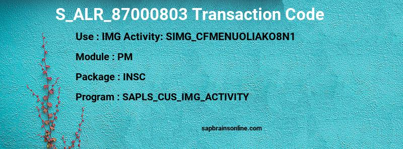 SAP S_ALR_87000803 transaction code