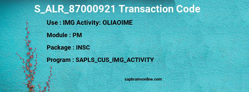 SAP S_ALR_87000921 transaction code