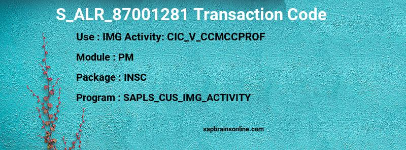 SAP S_ALR_87001281 transaction code