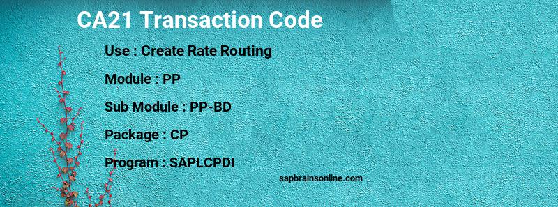 SAP CA21 transaction code