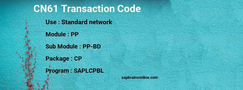 SAP CN61 transaction code