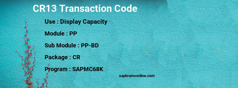 SAP CR13 transaction code