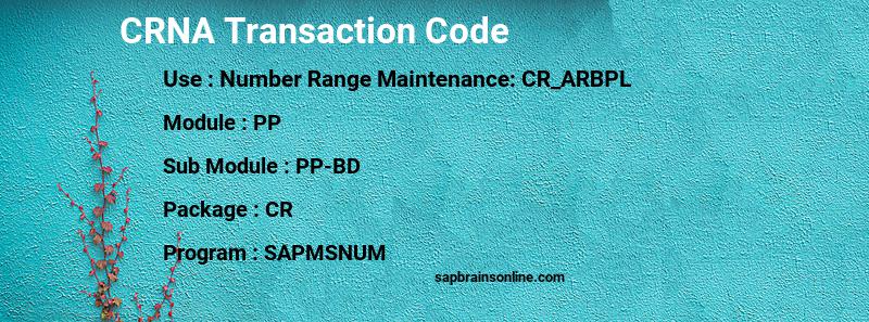 SAP CRNA transaction code