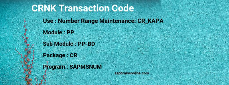 SAP CRNK transaction code