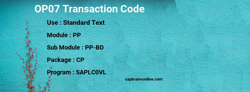 SAP OP07 transaction code