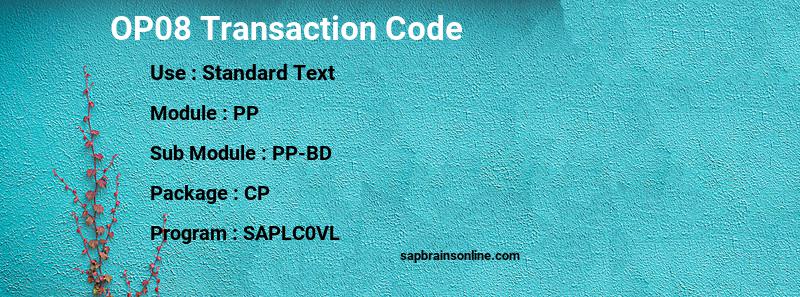 SAP OP08 transaction code