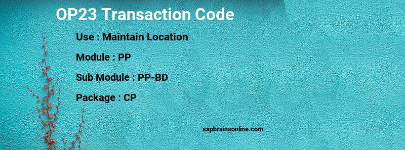 SAP OP23 transaction code