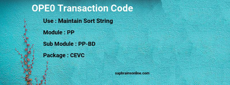 SAP OPE0 transaction code