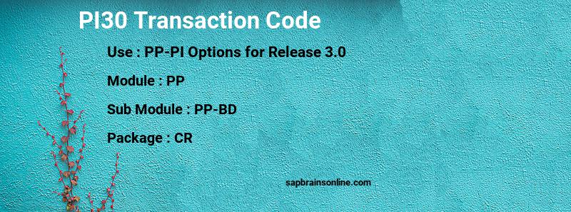 SAP PI30 transaction code