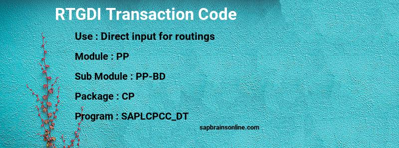SAP RTGDI transaction code