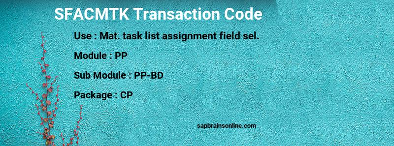 SAP SFACMTK transaction code