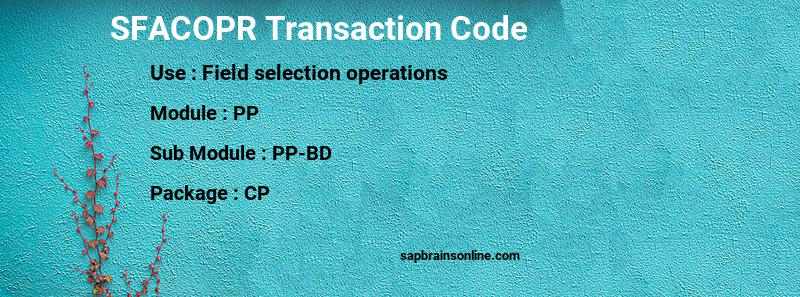 SAP SFACOPR transaction code