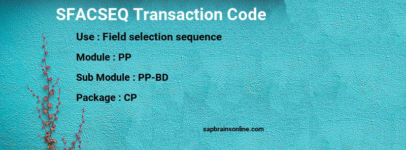 SAP SFACSEQ transaction code