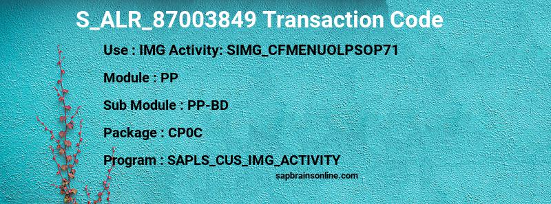SAP S_ALR_87003849 transaction code